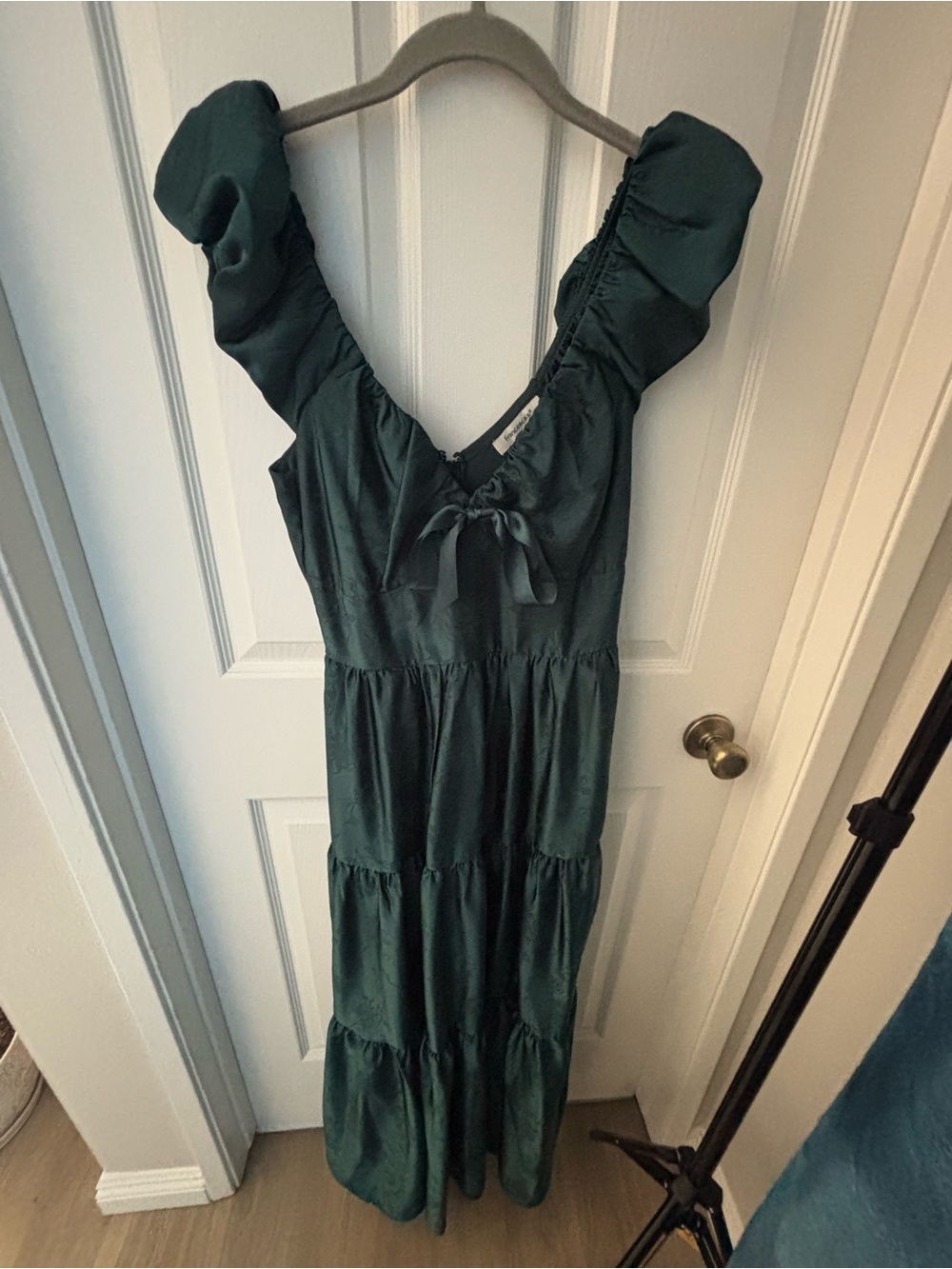 Francesca's Collections Dark Teal Ruffled Tiered Maxi Dress